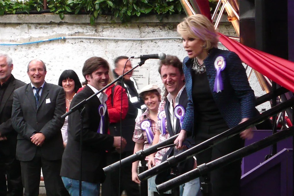 Joan Rivers celebrating with supporters in 2009