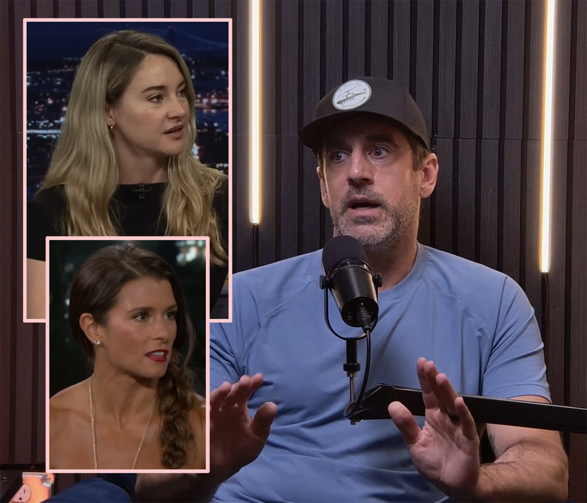 Aaron Rodgers attending a public event while talking about his past engagement.