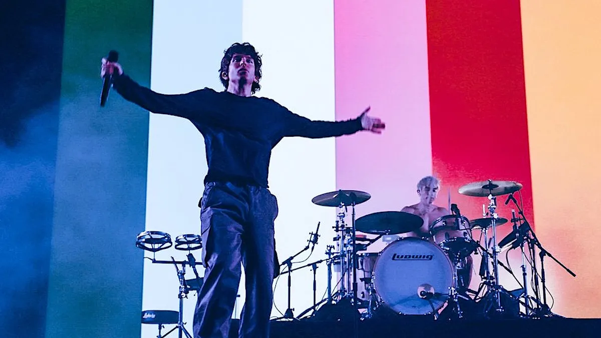 Turnstile on stage during a concert before their Saturday Night Live debut