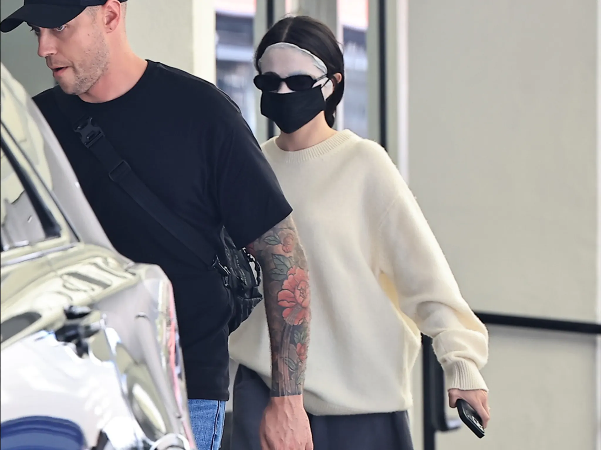 Selena Gomez Sports Bright White Face Mask After Beverly Hills Beauty Session