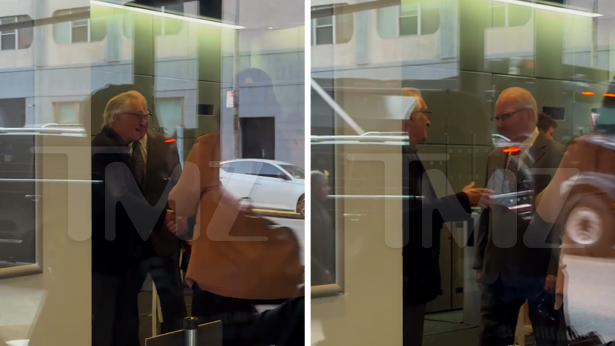 Robert De Niro talking with defense attorney Kevin Reddington