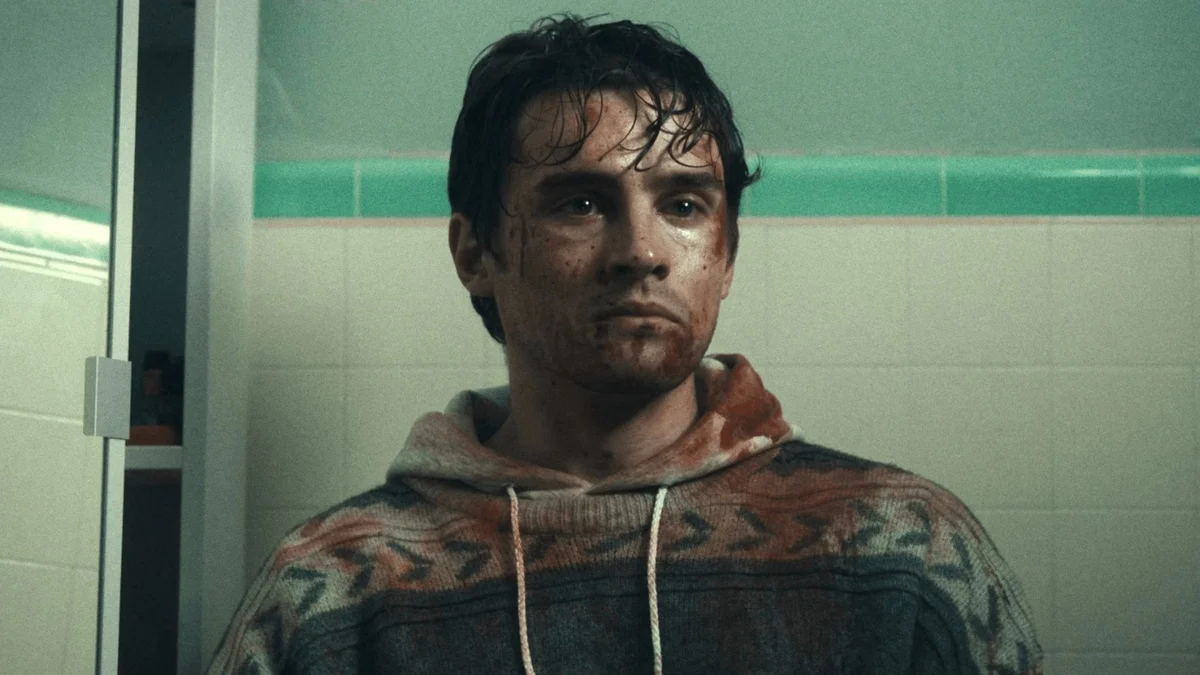 Obsession protagonist Bear covered in blood.