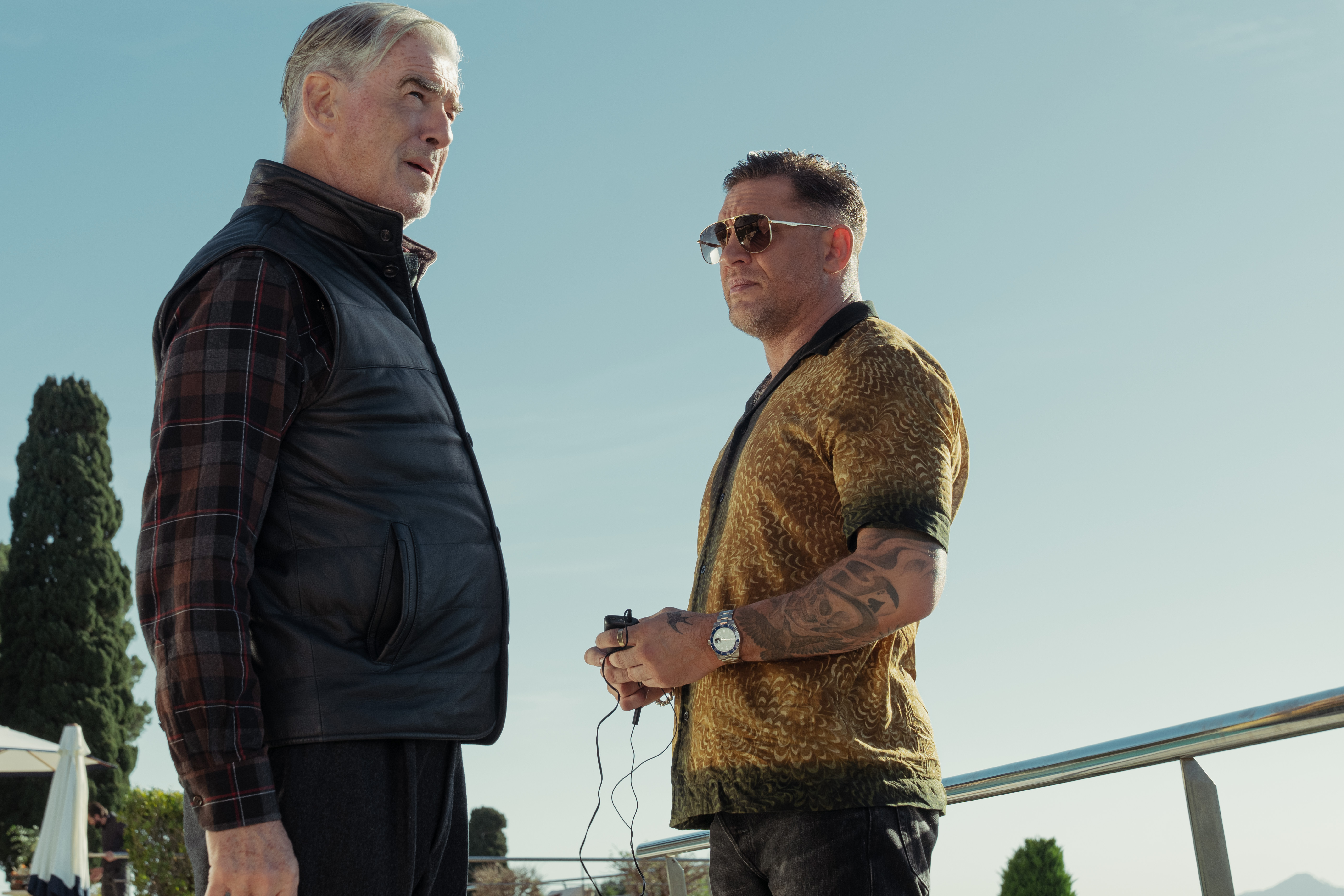 Pierce Brosnan and Tom Hardy in MobLand