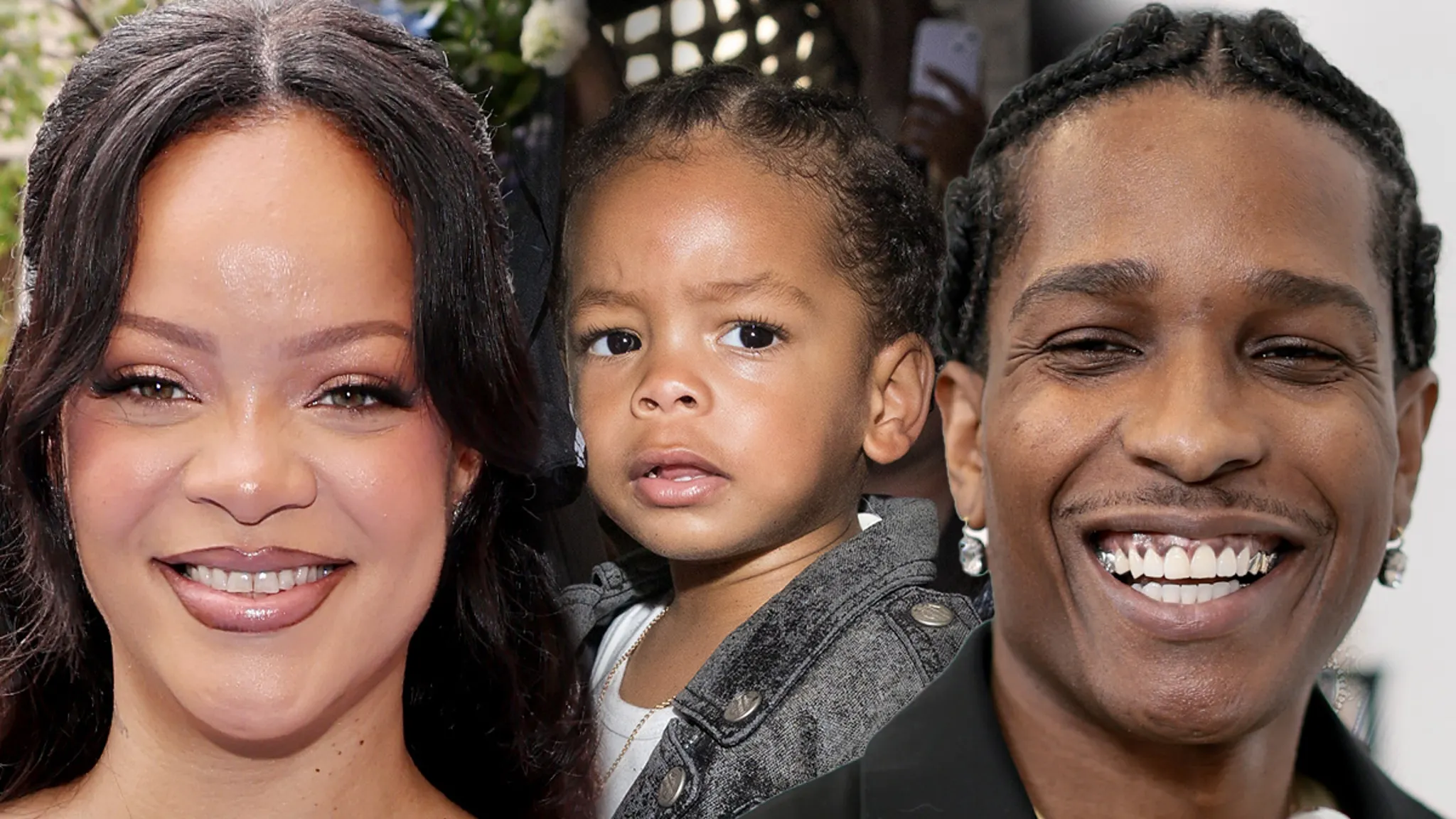 A$AP Rocky performing on stage during his concert with Rihanna and son Riot