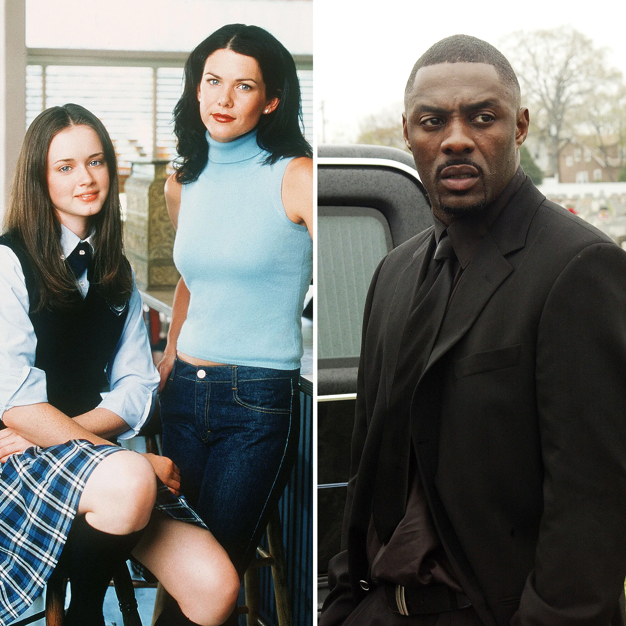 Lauren Graham and Alexis Bledel in Gilmore Girls alongside a scene from HBO's The Wire