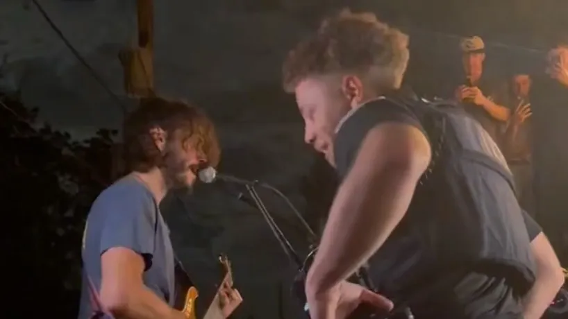 Members of jam band Goose performing live during a concert show