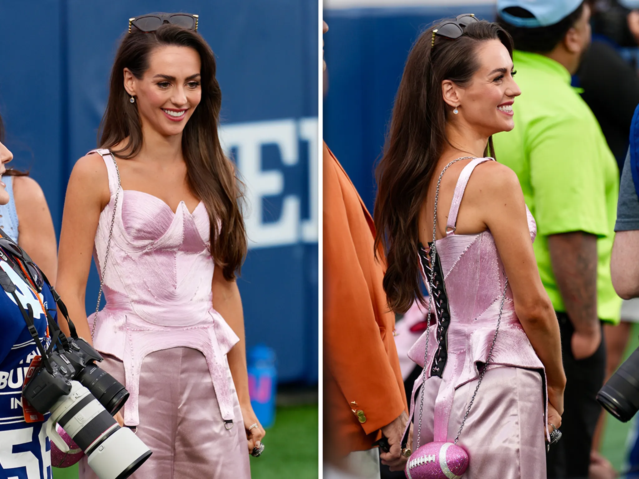Jordon Hudson Is Pretty In Pink For 'Mean Girls' Day Supporting Bill Belichick At Game