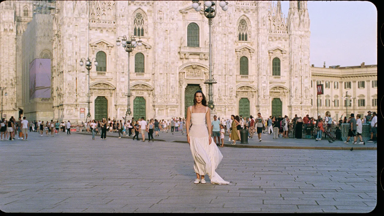 A dramatic high-fashion runway event setup in Milan