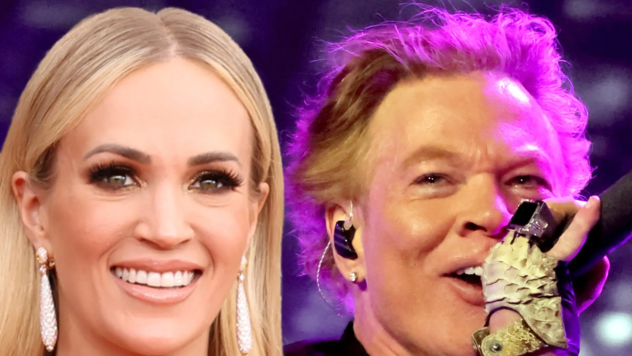 Carrie Underwood and Axl Rose performing together on stage
