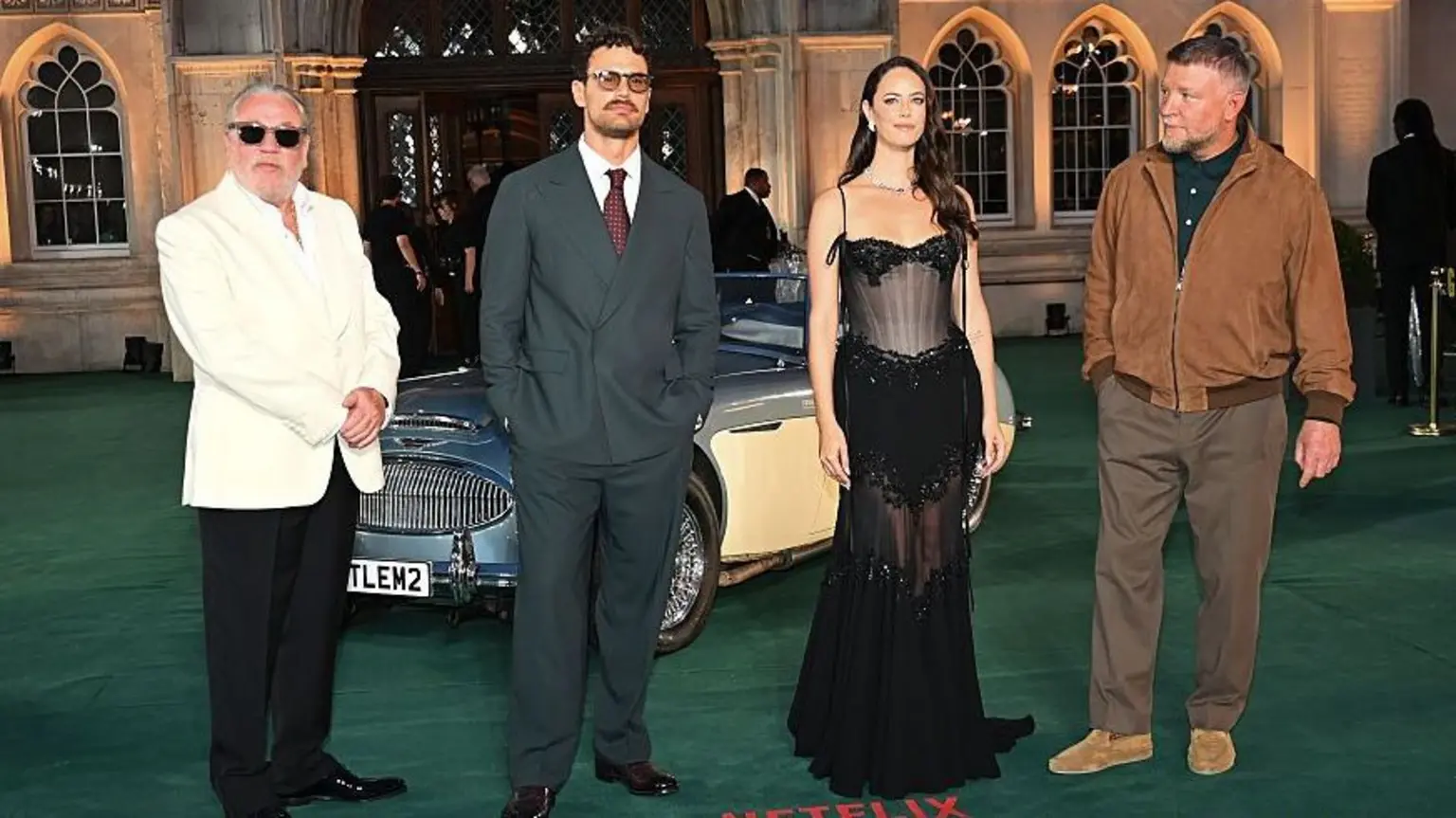 LONDON, ENGLAND - SEPTEMBER 02: (L to R) Ray Winstone, Theo James, Kaya Scodelario and Guy Ritchie attend the World Premiere of "The Gentlemen" Season Two at Guildhall on September 2, 2026 in London, England.