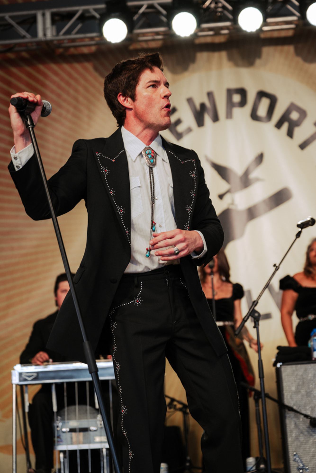 Brandon Flowers performs at Newport Folk Festival.