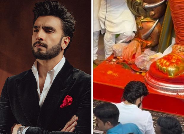 Ranveer Singh visiting Lalbaugcha Raja shrine in a traditional white outfit