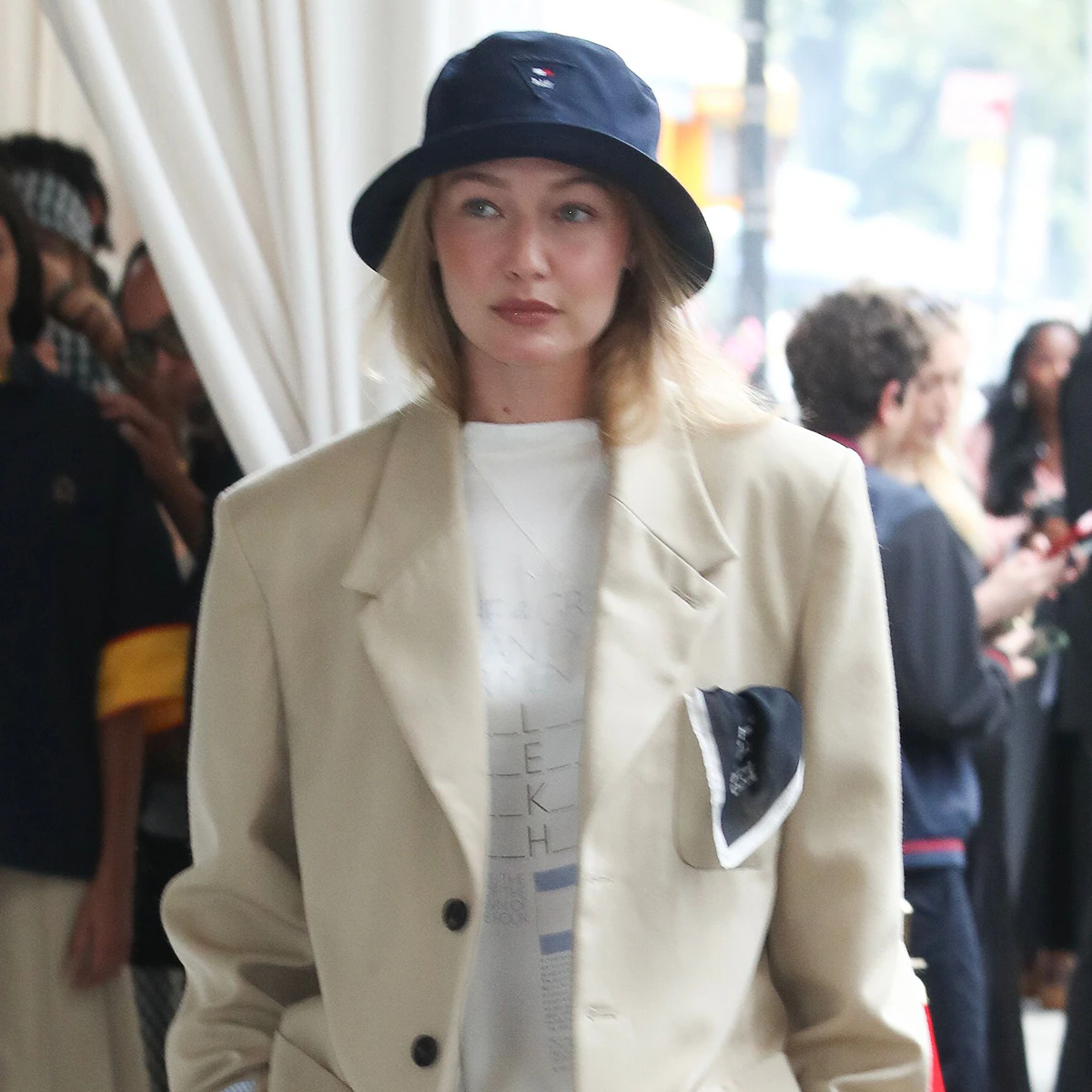 Gigi Hadid arriving at the Tommy Hilfiger New York Fashion Week show