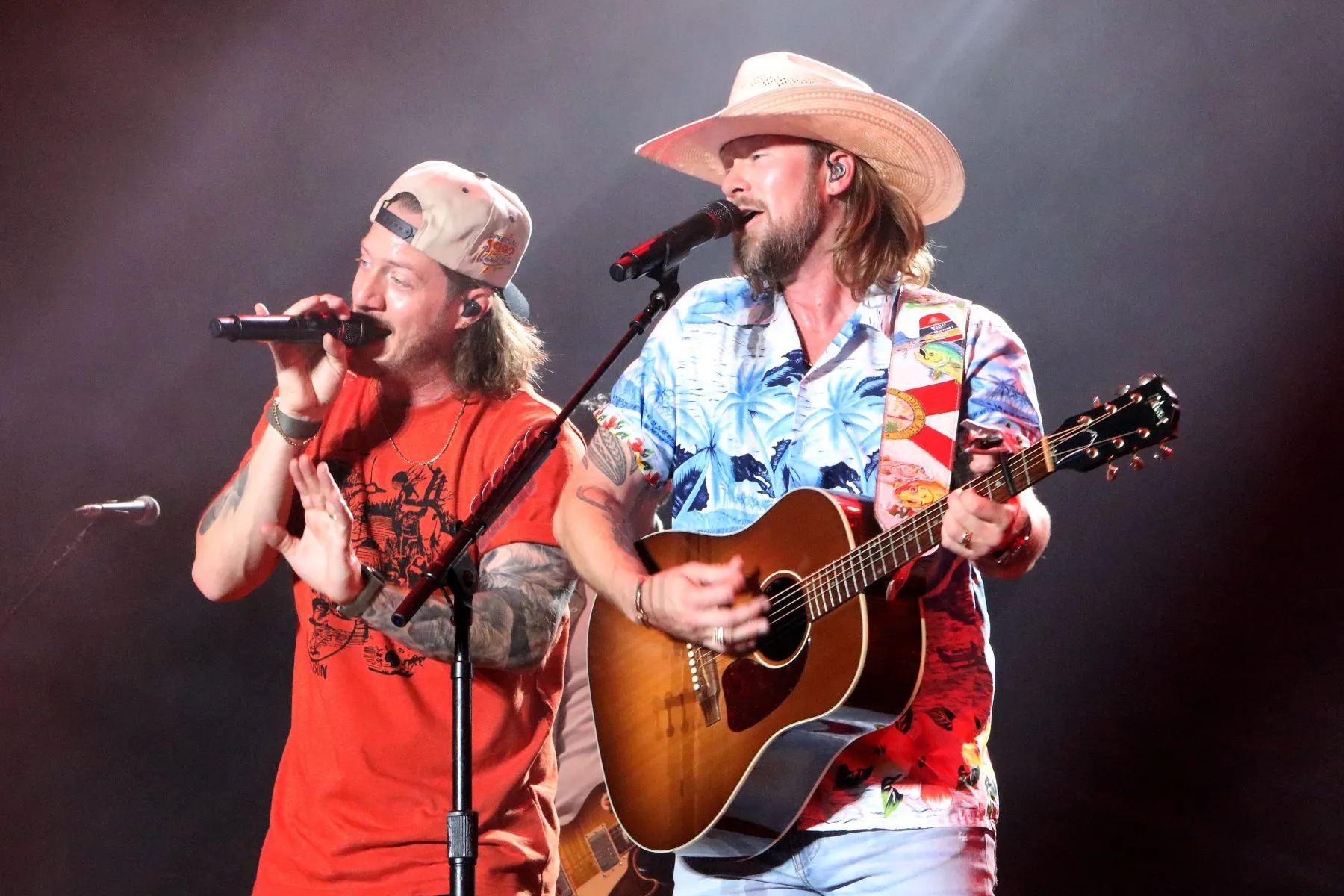 Tyler Hubbard and Brian Kelley of Florida Georgia Line perform during 2022 Boots and Hearts Music Fest.