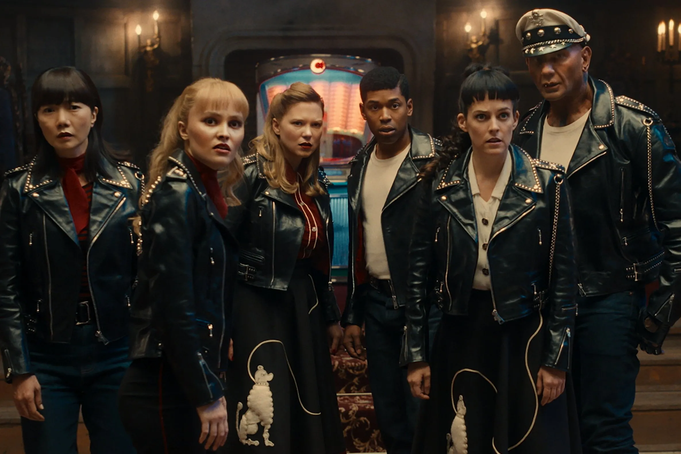 Cate Blanchett and Chris Pine starring in the sci-fi comedy film Alpha Gang