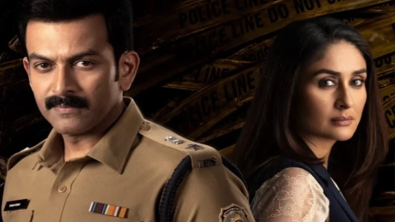 Kareena Kapoor Khan and Prithviraj Sukumaran in a tense crime scene