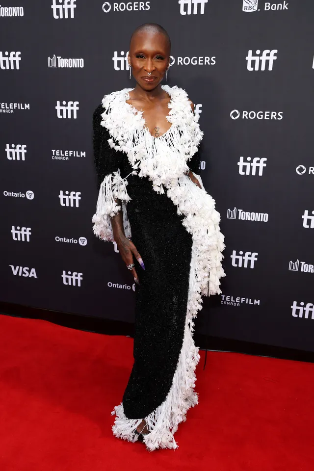 Image may contain Cynthia Erivo Fashion Adult Person Wedding Premiere and Red Carpet