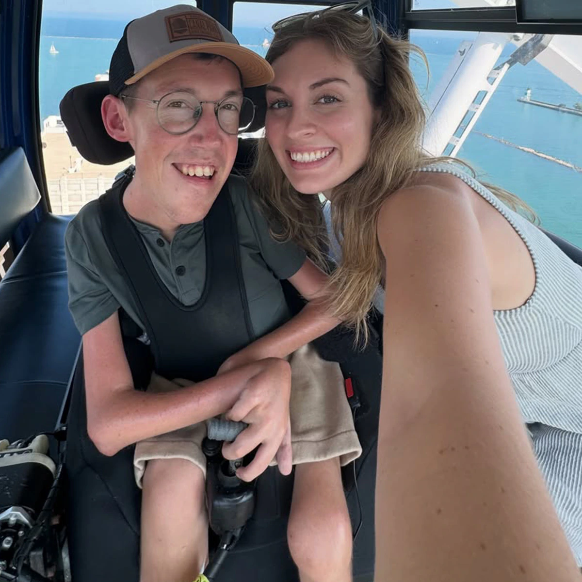 Shane Burcaw and Hannah Burcaw smiling together