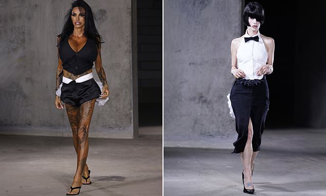 Katie Price walking the catwalk at London Fashion Week