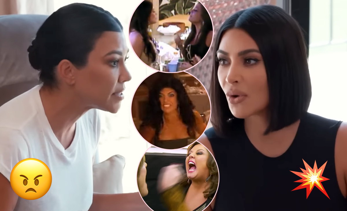 Kim Kardashian and Kourtney Kardashian during a reality television scene