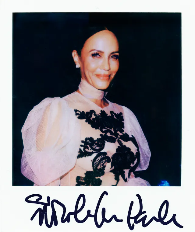 Image may contain Nicole Ari Parker Face Head Person Photography Portrait Adult Blouse Clothing Text and Dress