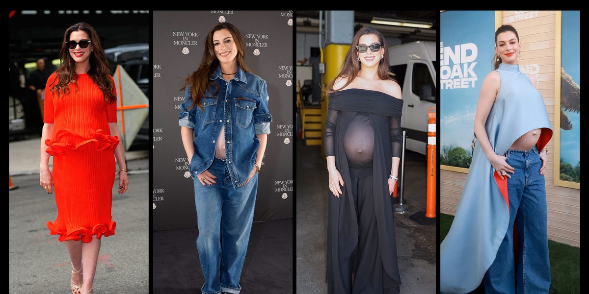Anne Hathaway’s Maternity Style Is All Romance and Primary Colors