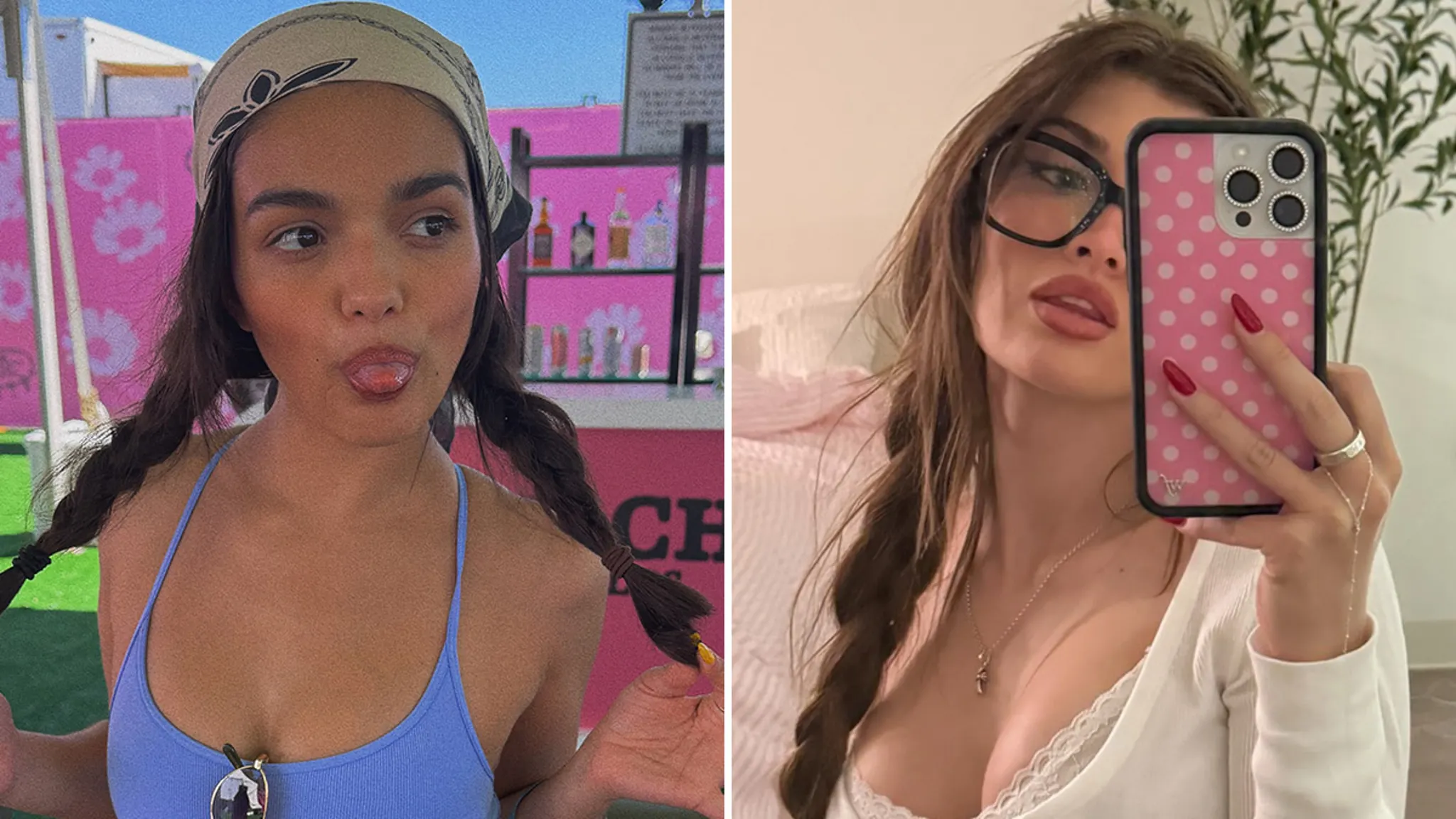 Rachel Zegler and Sami Sheen posing with braided hairstyles on social media