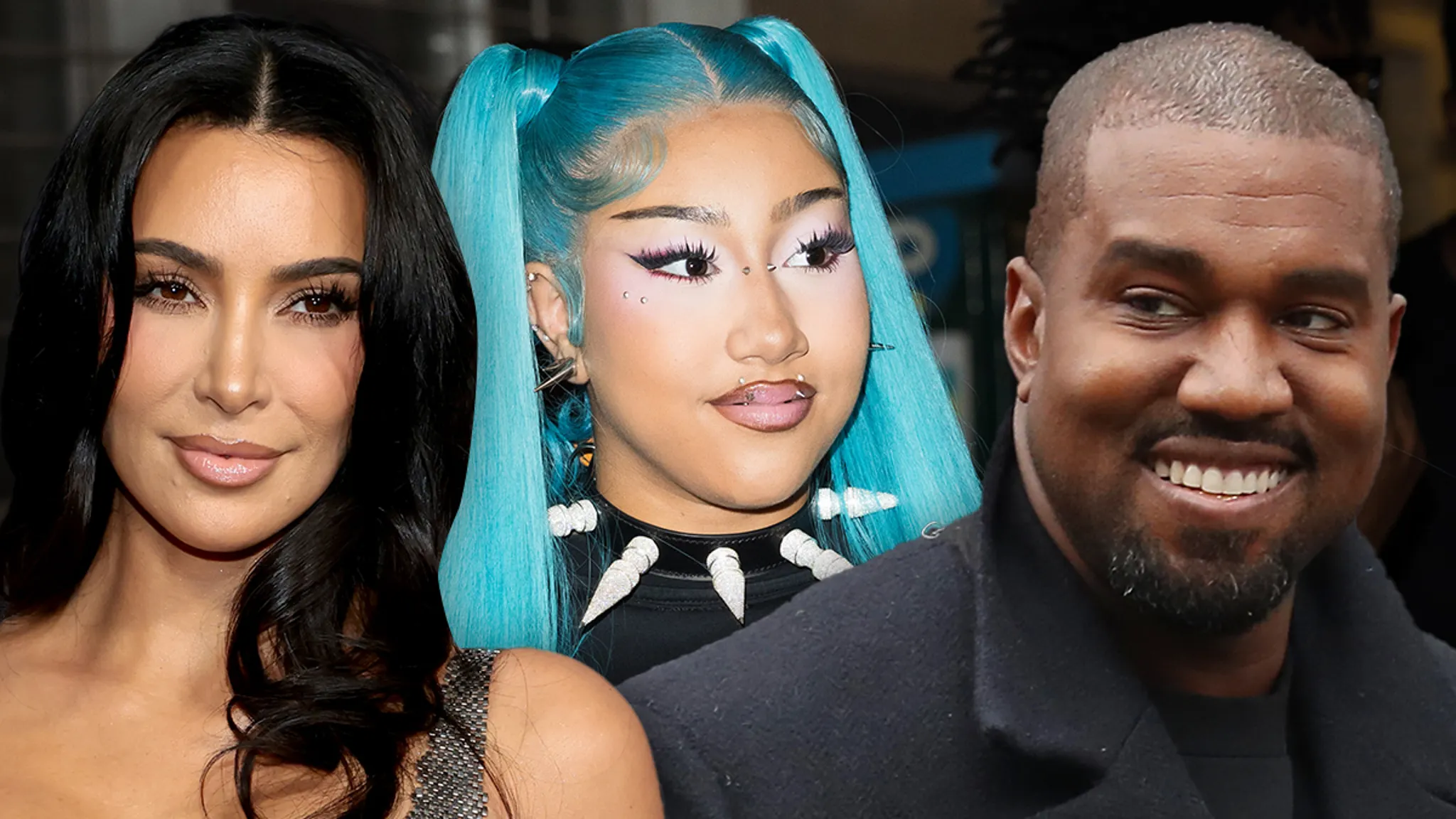 Kim Kardashian and Kanye West on a red carpet