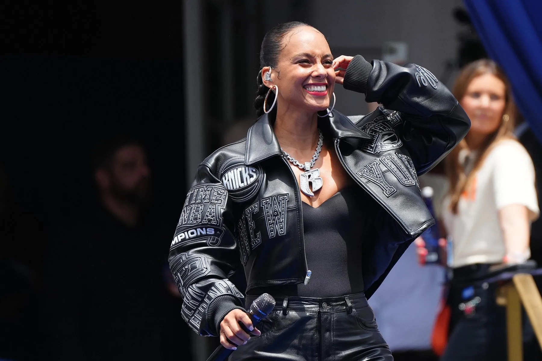 Alicia Keys performs during the New York Knicks Championship ticker tape parade and victory rally celebrating winning the 2026 NBA Finals on June 18, 2026 in New York City. The New York Knicks defeated the San Antonio Sp