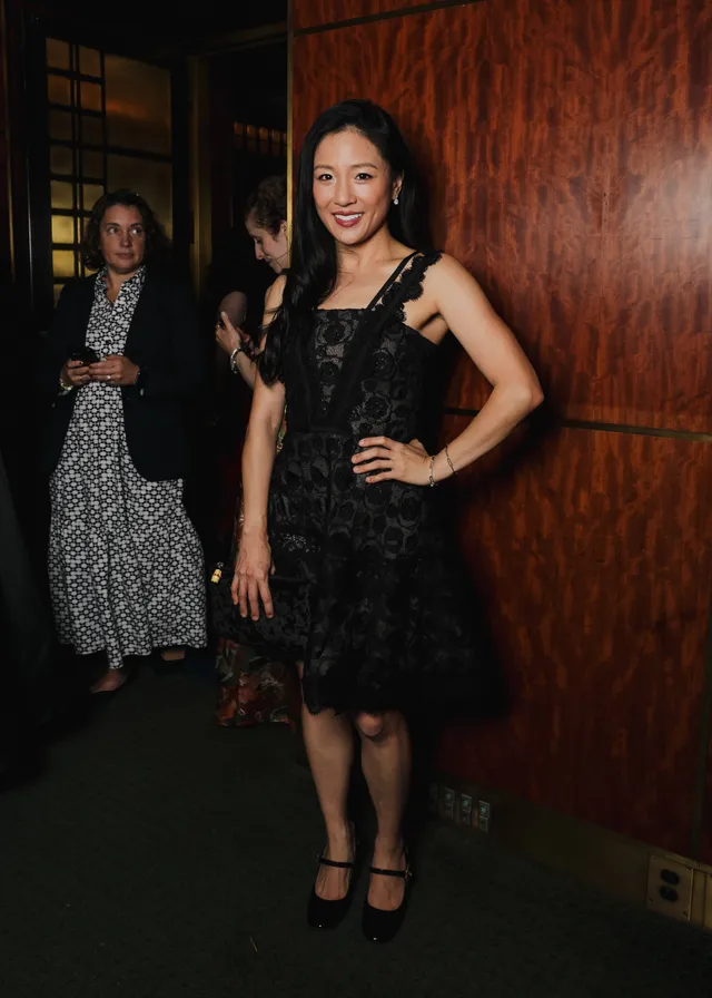 Image may contain Constance Wu Amelie Kiefer Clothing Dress Evening Dress Formal Wear Fashion Adult and Person