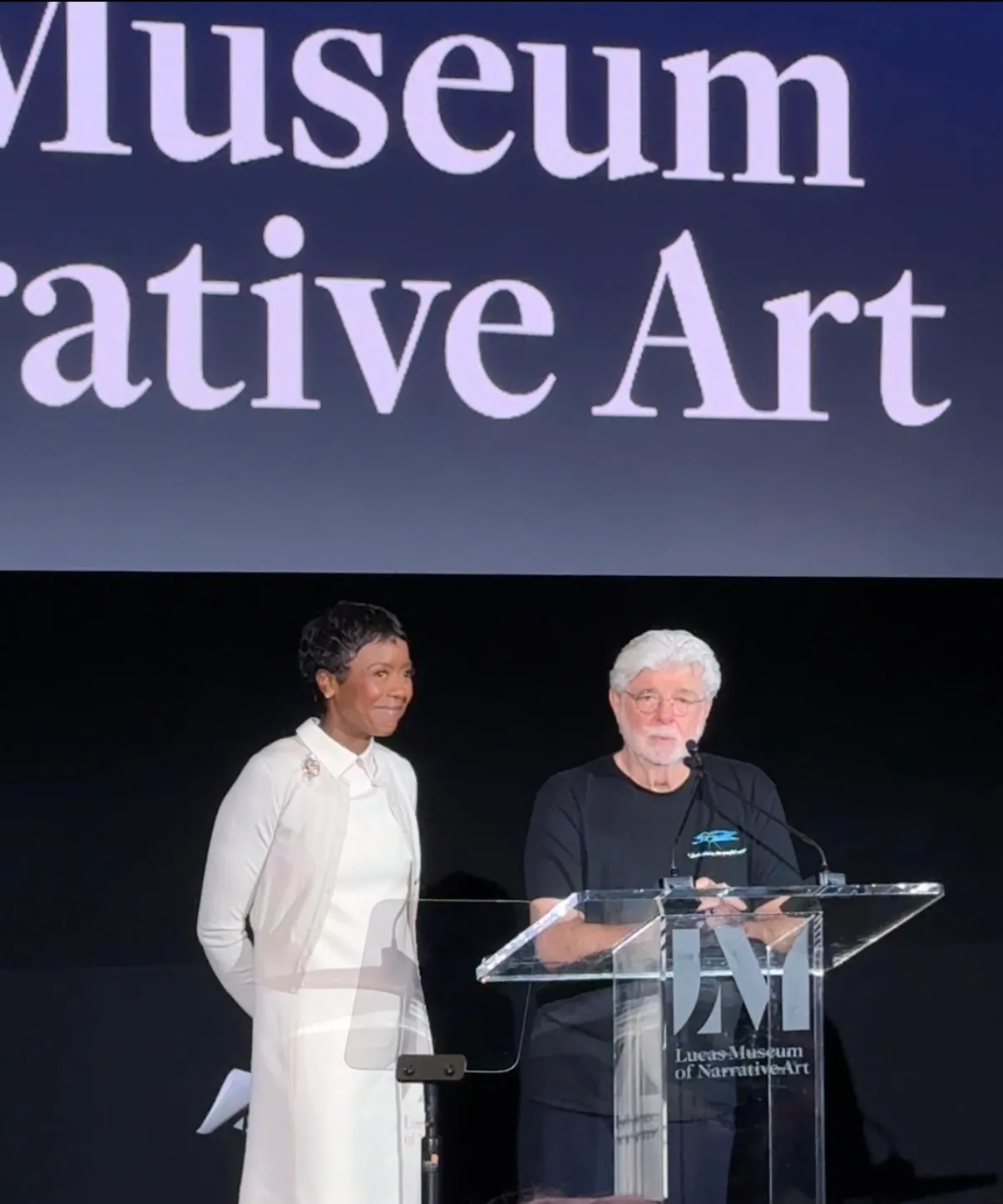 George Lucas and Mellody Hobson in the story: George Lucas Admits Opening His Massive LA Museum 'Almost Broke My Will'
