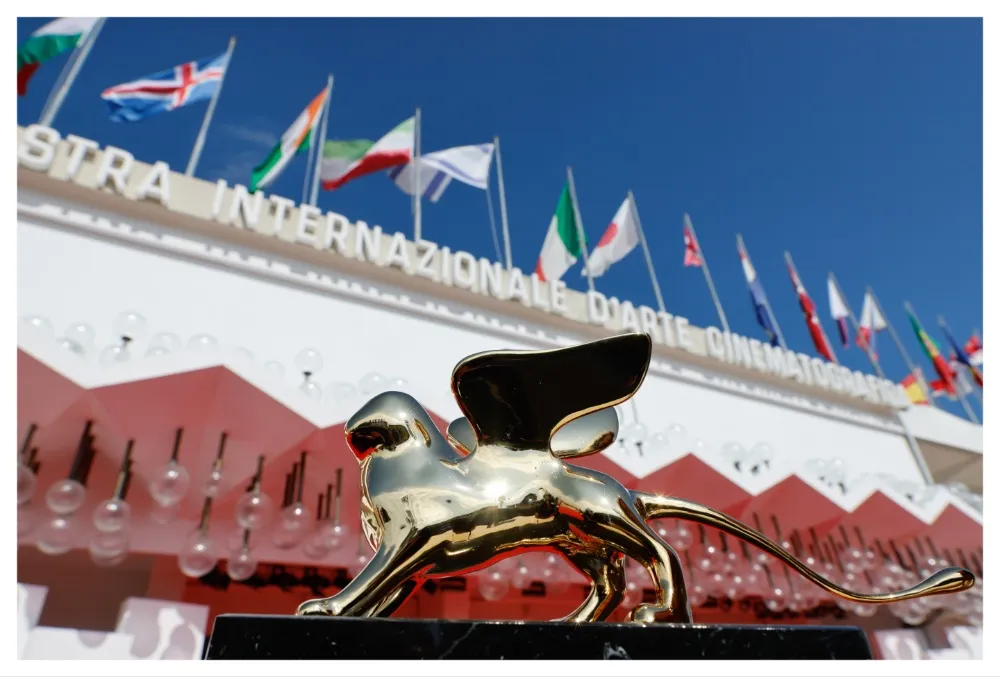 Red carpet setup at the Venice Film Festival on the Lido