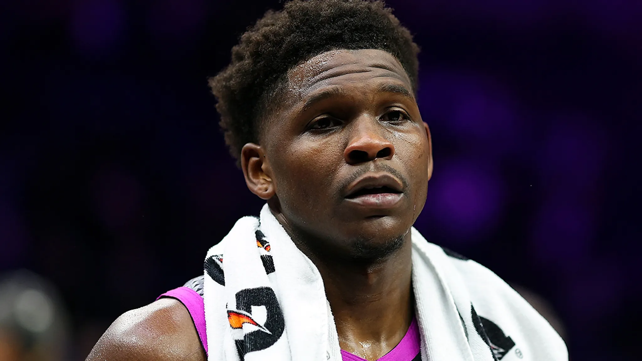 Anthony Edwards looking focused on the court during an NBA game.