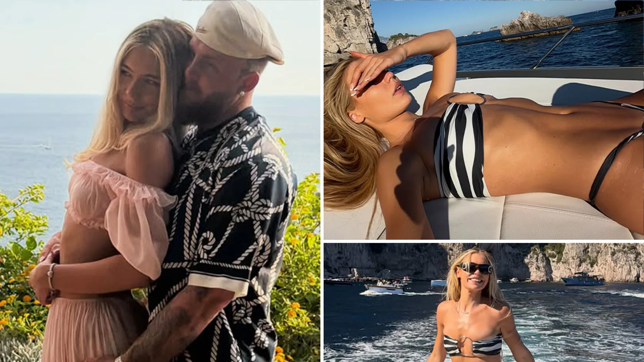 Jake Paul and Jutta Leerdam enjoying a sunny boat ride off the coast of Capri Italy