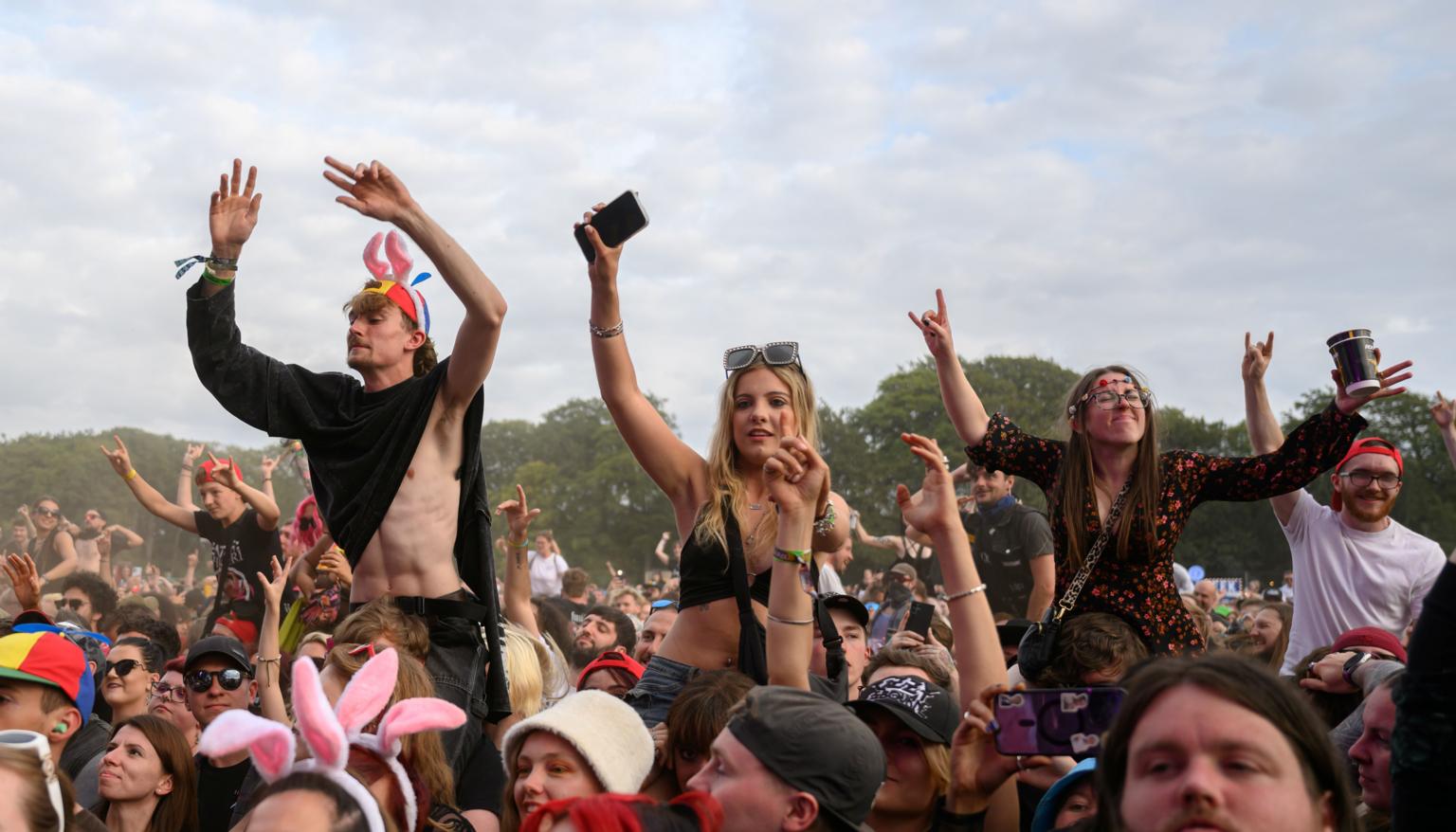 Reading and Leeds Festival stage lights and crowds