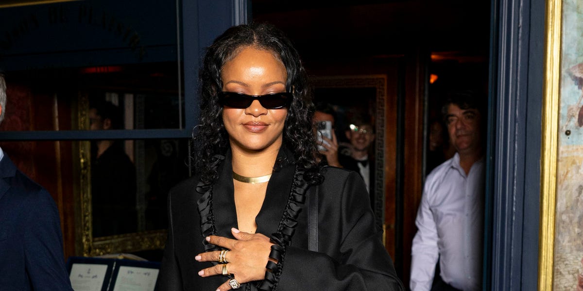 Rihanna Pairs Her Ribbon-Trimmed Dior Jacket With Jeans for Dinner in Paris