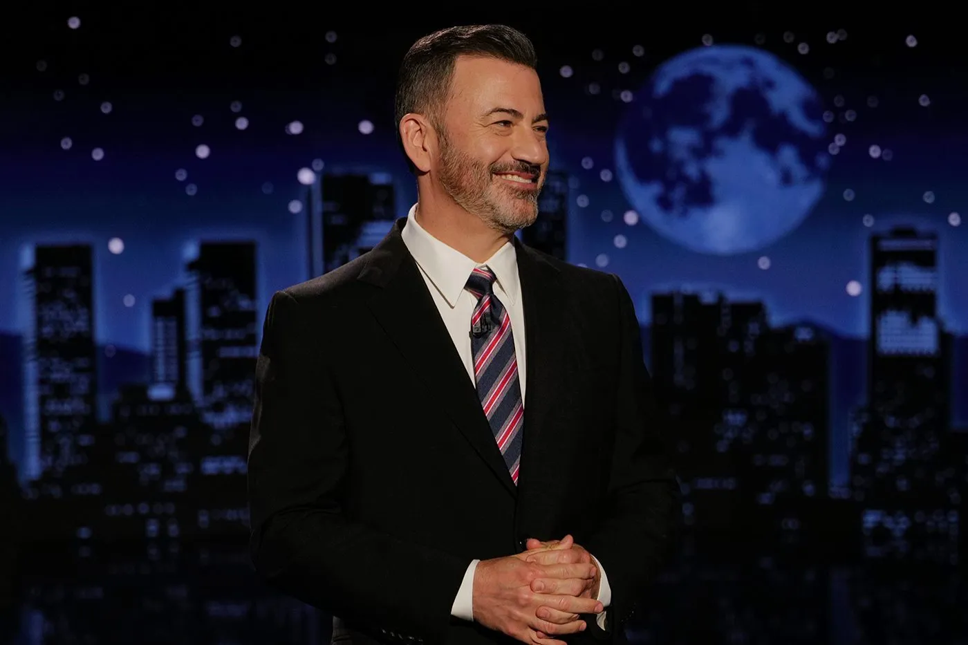 Jimmy Kimmel hosting his late-night talk show on ABC