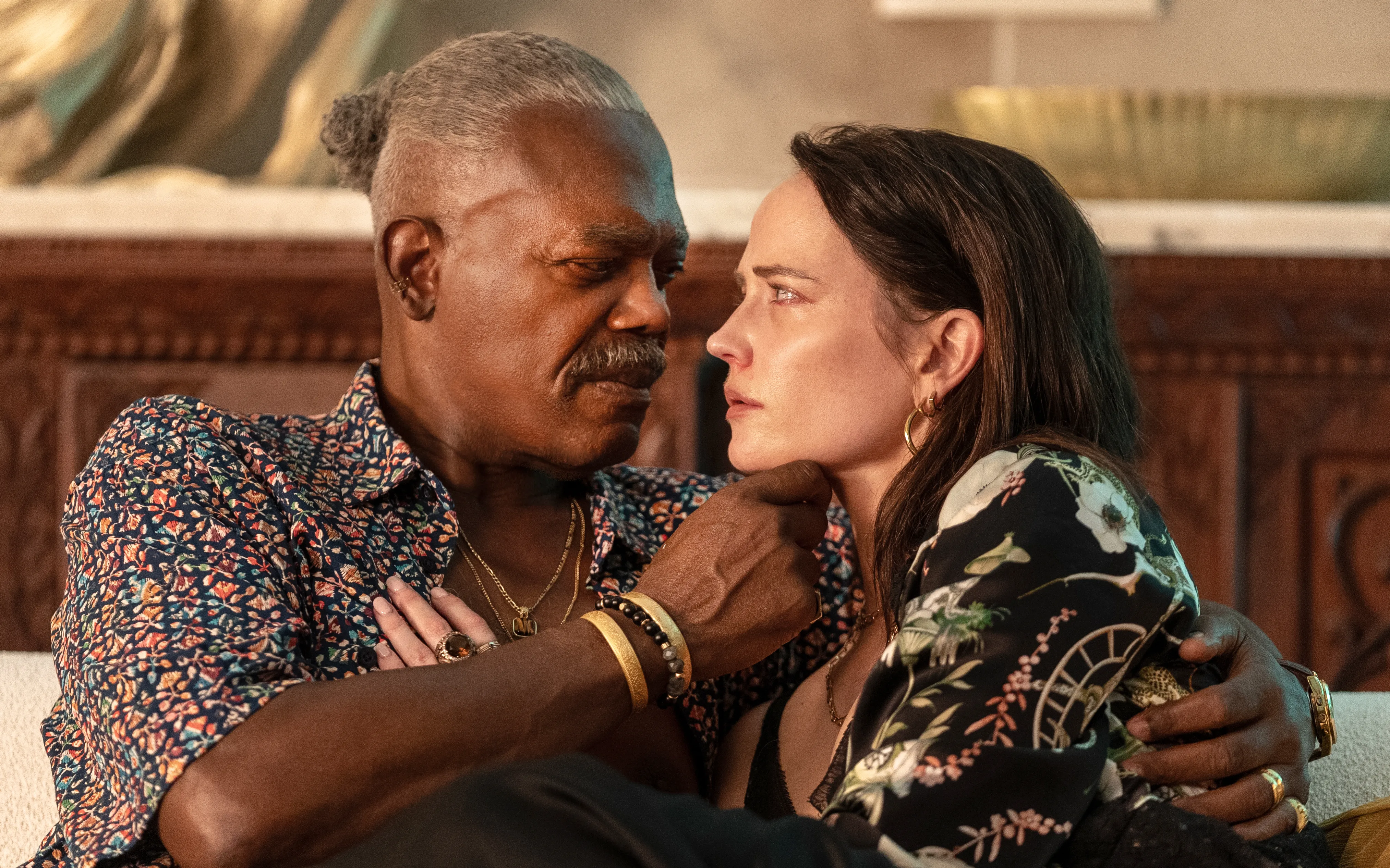 Samuel L. Jackson and Eva Green on set of Just Play Dead
