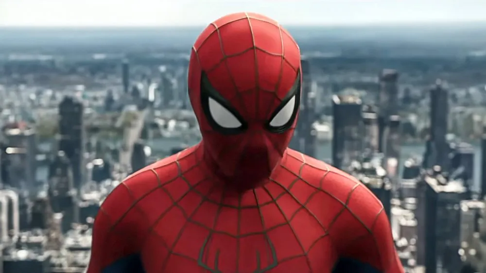 Spider-Man mask and red superhero background