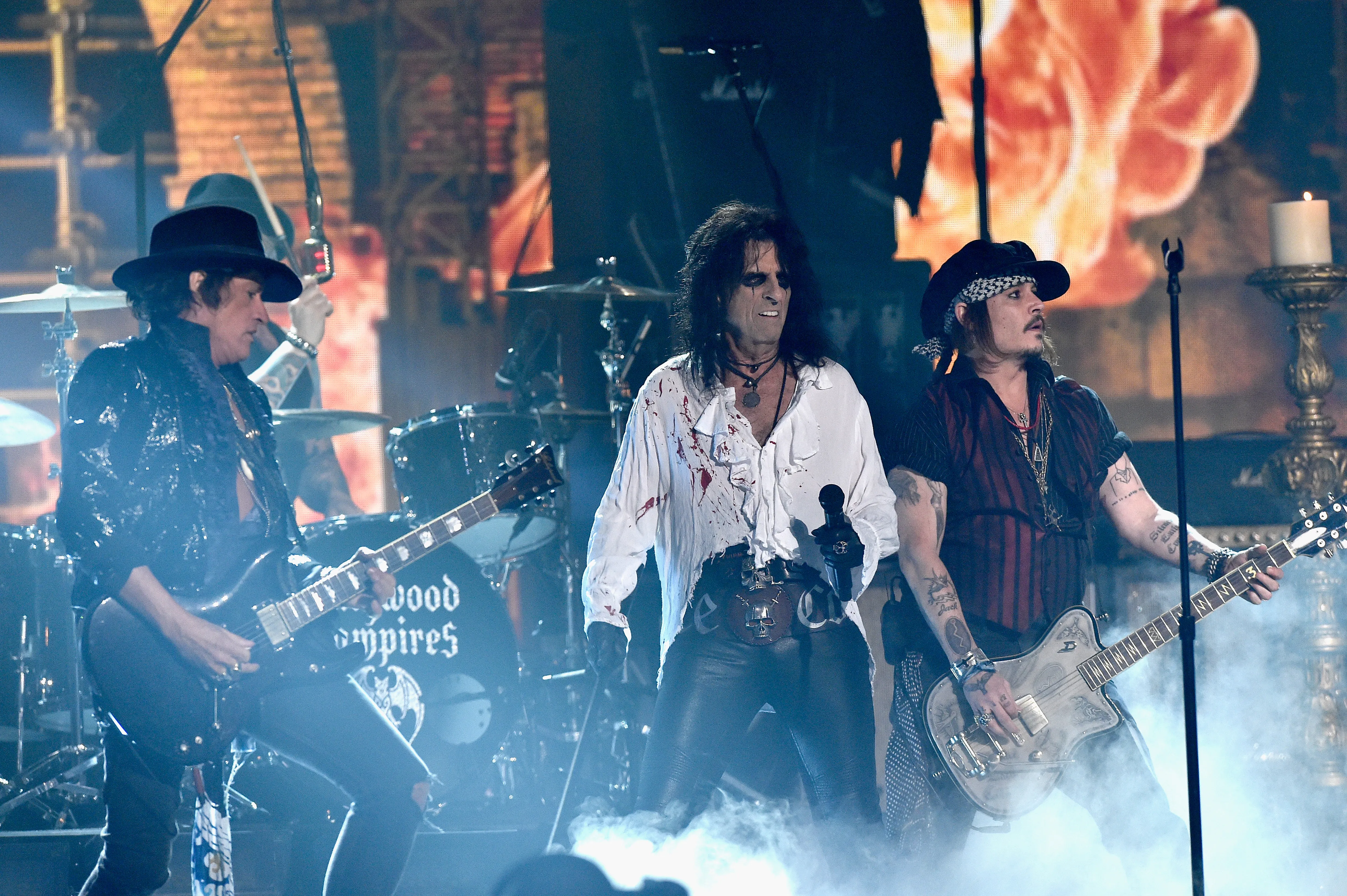 Alice Cooper and Joe Perry performing together live on stage