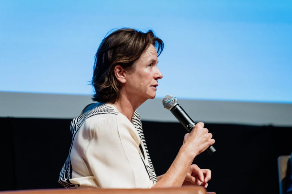 Emily Watson speaking at an event