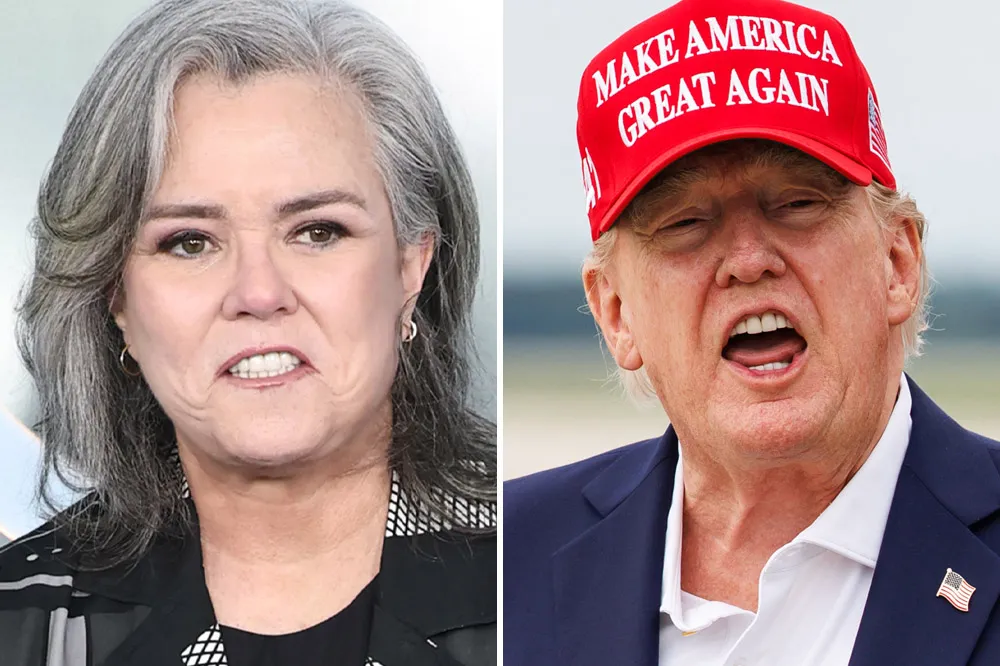Rosie O'Donnell speaking on a late night host desk