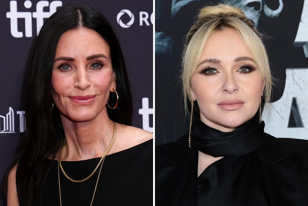 Courteney Cox and Hayden Panettiere posing together at a Hollywood event