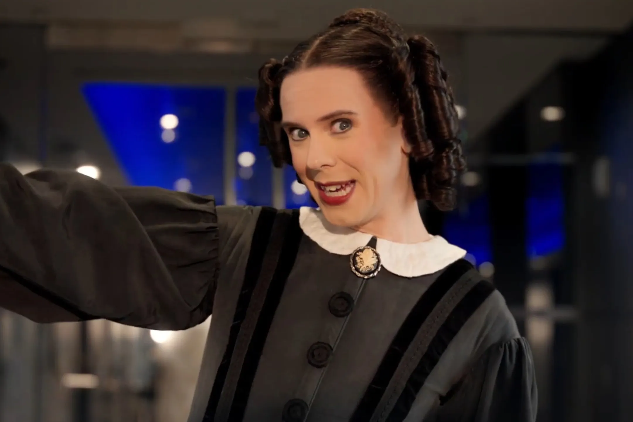 Cole Escola posing in character for the Oh Mary HBO announcement teaser