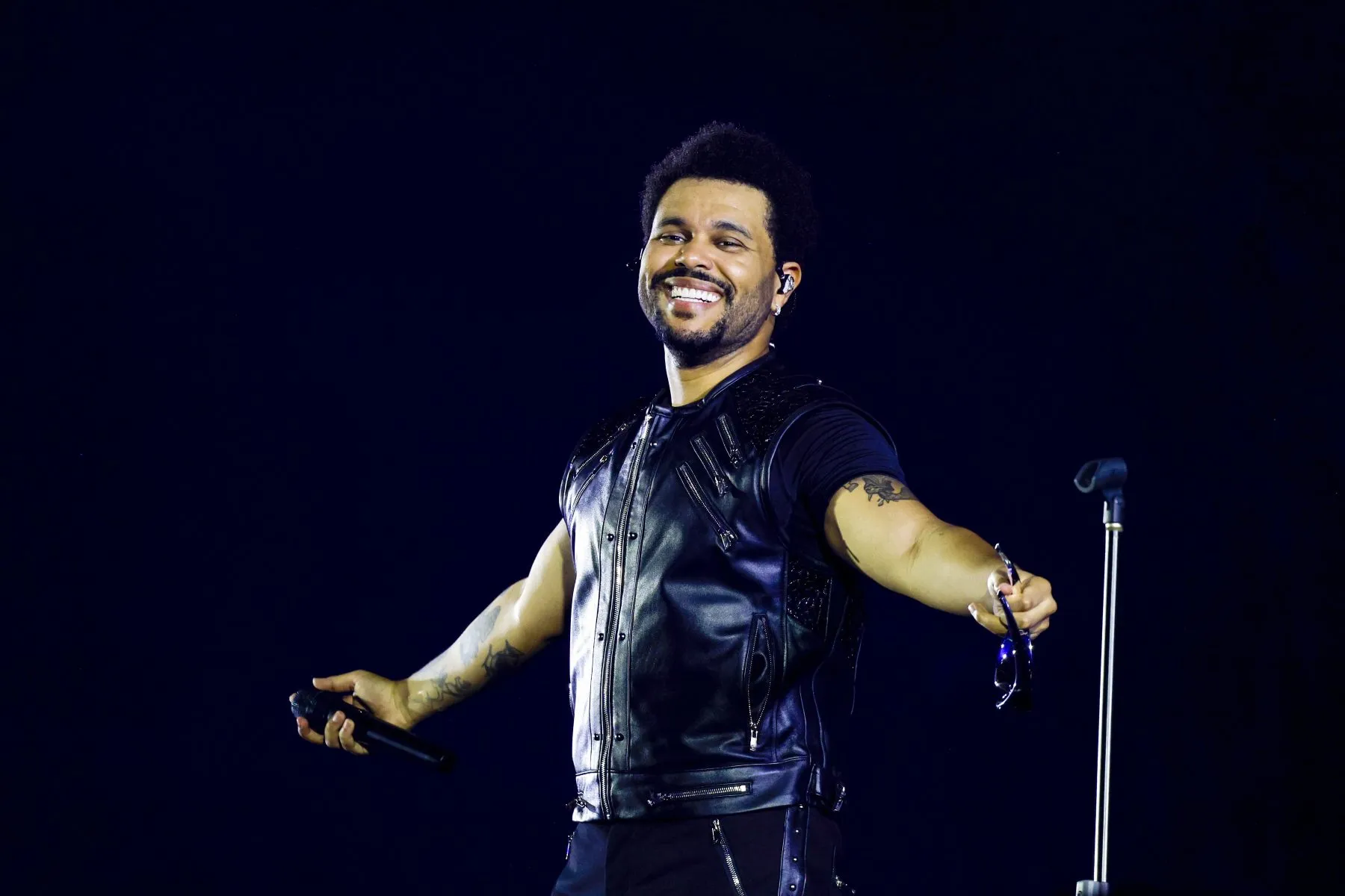 The Weeknd performs live onstage during his After Hours til Dawn tour at PGE Narodowy on August 4, 2026 in Warsaw, Poland.