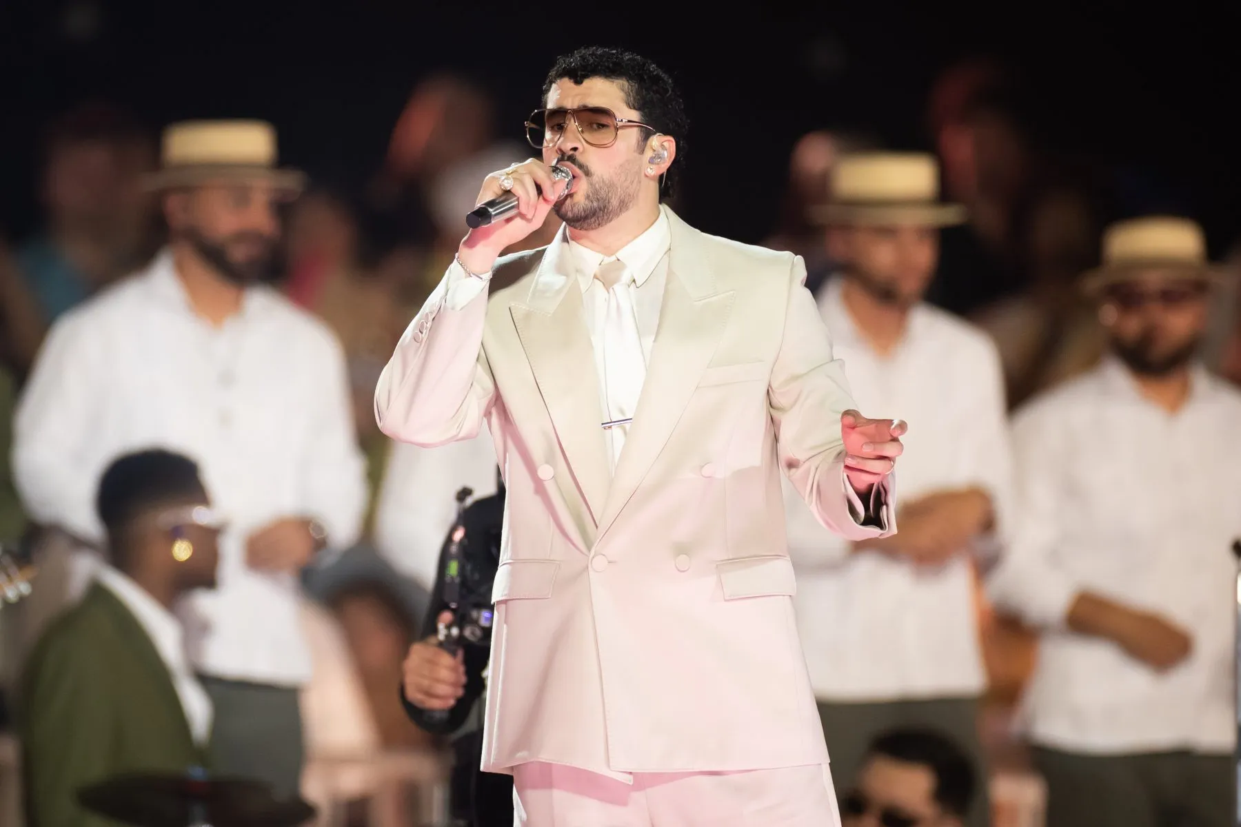 DUESSELDORF, GERMANY - JUNE 20: Bad Bunny performs during a concert at Merkur Spiel-Arena on June 20, 2026 in Duesseldorf, Germany.