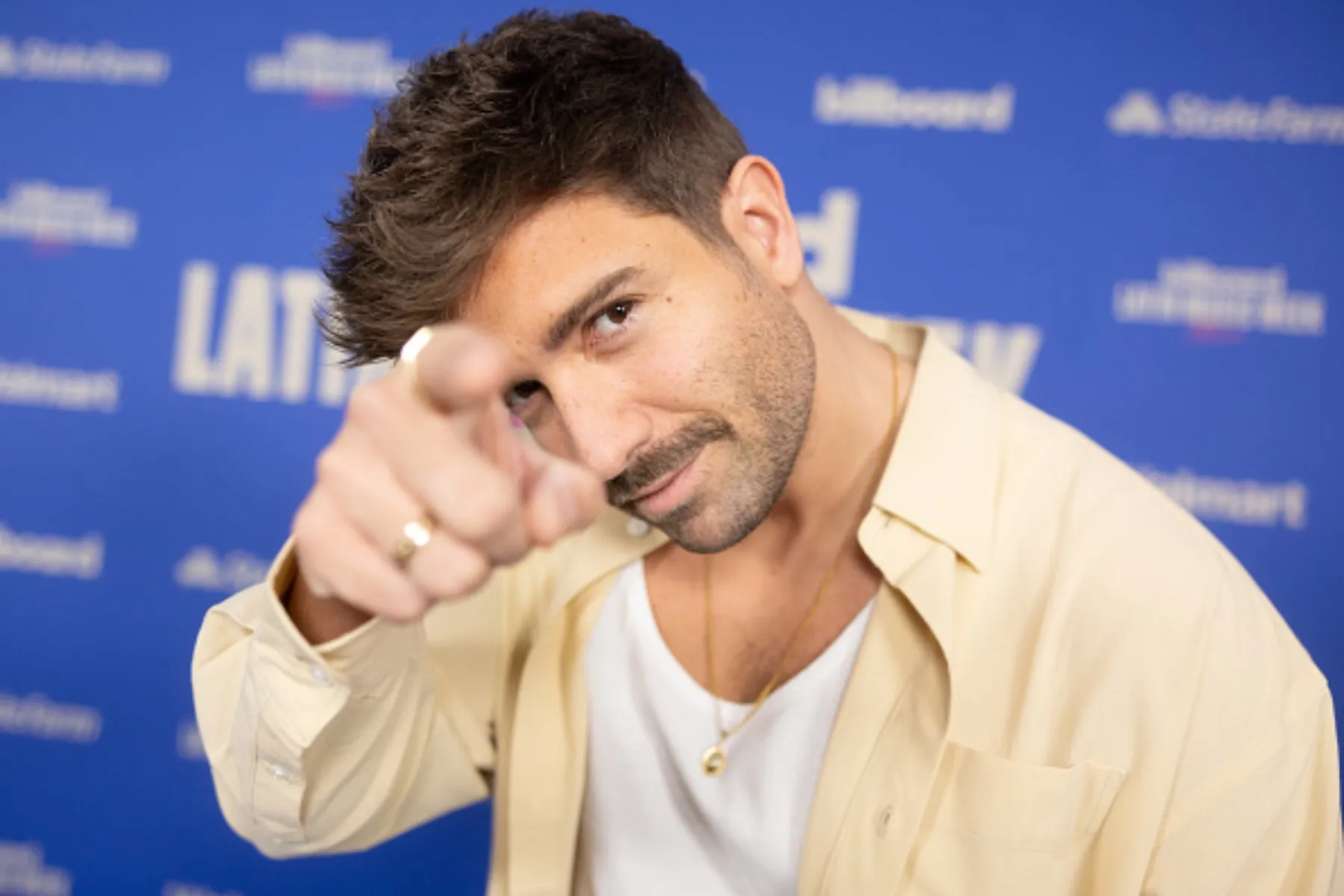 Pablo Alborán in the Talent Green Room during Billboard Latin Music Week Miami 2025 Day 2 panel at the Fillmore Miami Beach on October 21, 2025 in Miami Beach, Florida.