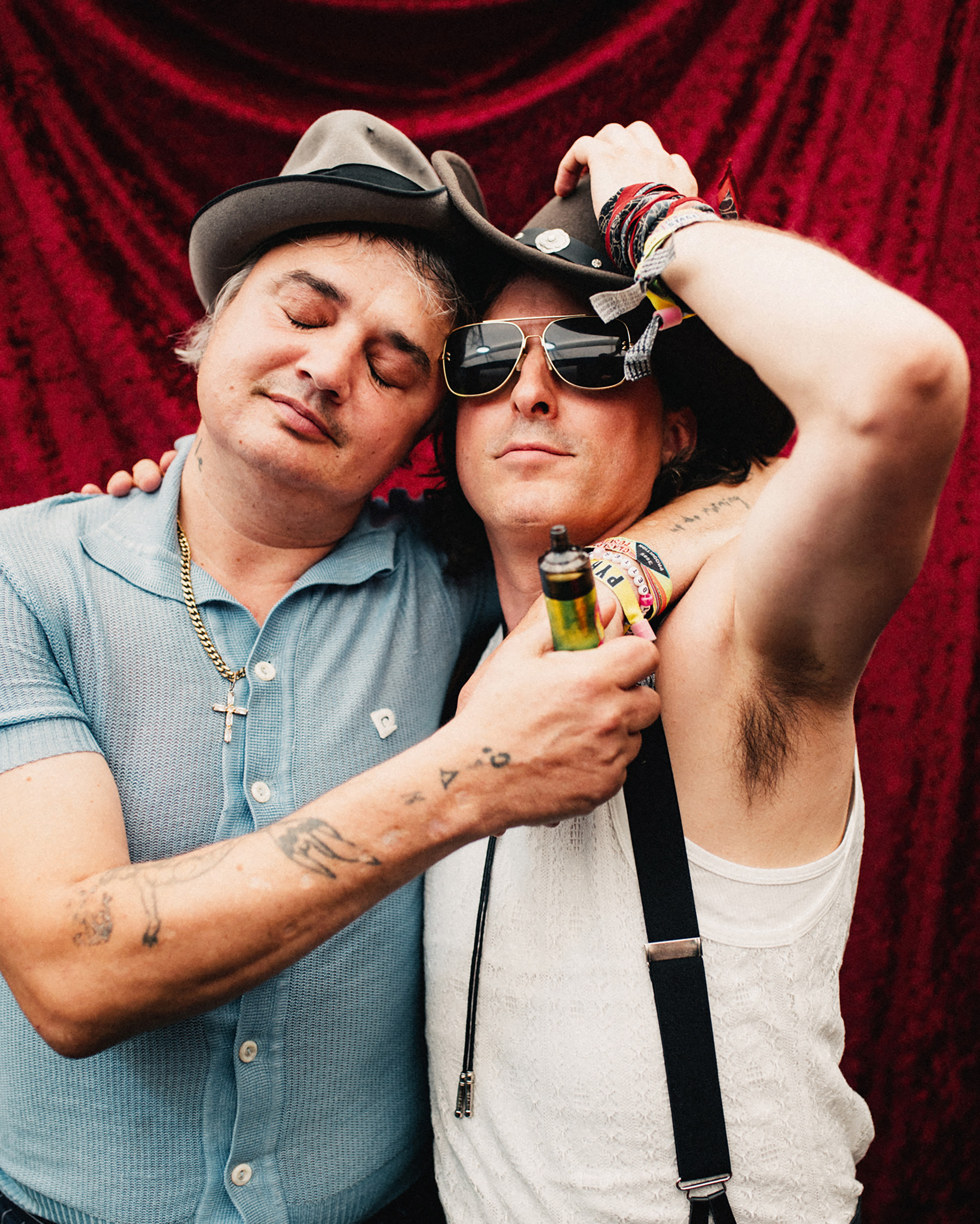 Pete Doherty and Carl Barât of The Libertines at Glastonbury 2025,