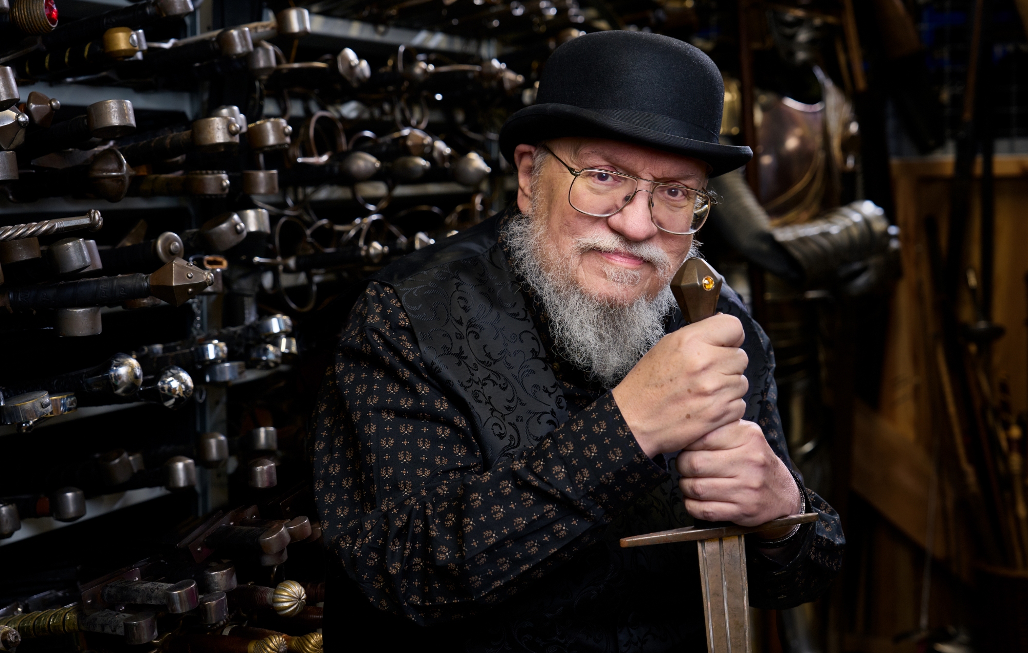 George R.R. Martin attends a red carpet premiere