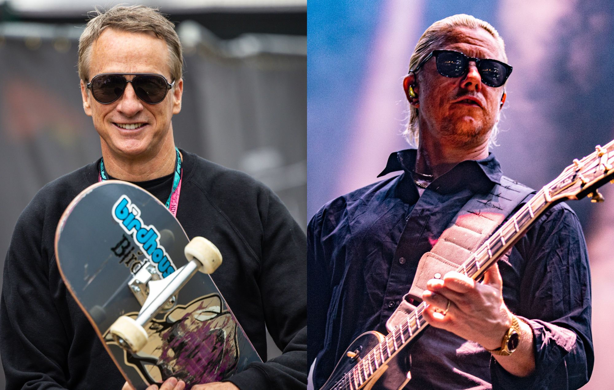 Tony Hawk introducing Interpol on stage during their San Diego concert